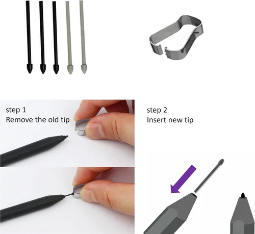 Miniatura 6 de Paquete de 2: Tab S6 Lite S Pen repuesto para Samsung Galaxy Tab S6 Lite All Verison Stylus Touch Pen con 5 puntas/puntas (gris)