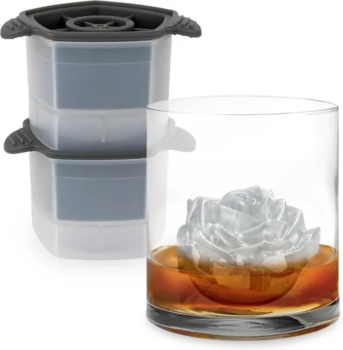 Tovolo Moldes de hielo en forma de rosa, juego de 2 – Gran regalo romántico de moldes de hielo – Molde de hielo único para enfriar bebidas –