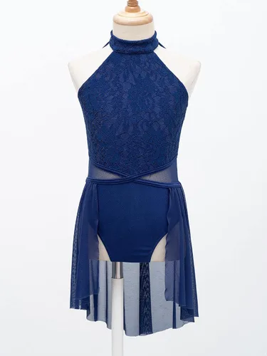 Miniatura 19 de Vestido de ballet lírico para niñas y niñas, sin mangas, encaje floral, leotardo contemporáneo, moderno disfraz de baile