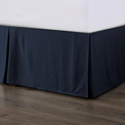 Miniatura 6 de HiEnd Accents Hera - Falda de cama de lino a medida, tamaño súper Queen, color liso rubor, romántica y elegante estilo costero tradicional