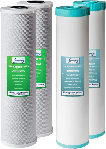 Miniatura 14 de iSpring F2WGB22BM 4.5” x 20” Juego de filtro de agua para toda la casa de 2 etapas, paquete de repuesto con bloque de carbono CTO y cartuchos