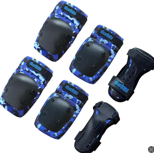 Miniatura 10 de Rodilleras y coderas con protectores de muñeca Simply Kids, tecnología HardSoft. Juego de equipo de protección certificado CPSIA. Rodilleras