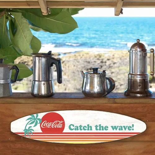 Miniatura 5 de Coca-Cola Catch the Wave - Decoración de pared de madera para tabla de surf - Arte de pared grande de Coca-Cola de playa