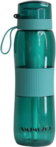 Botella de agua Tritan de color verde con filtro, 26 onzas, libre de BPA, camping y deportes al aire libre, yoga y escuela