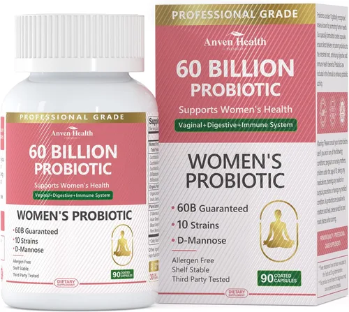 Miniatura 9 de Probióticos y prebióticos para mujeres, equilibrio del pH y salud digestiva, 60 mil millones de probióticos vaginales con arándano y D-manosa