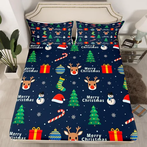 Miniatura 27 de Erosebridal Divertida sábana bajera ajustable de Halloween para niños, lindo juego de ropa de cama de calabaza fantasma, decoración de Halloween