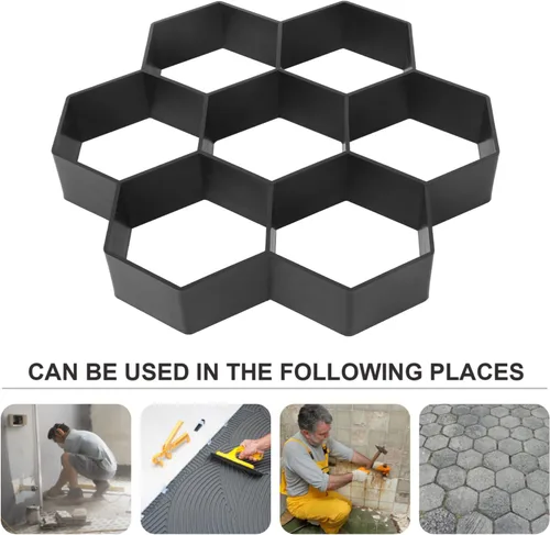 Miniatura 3 de Vaguelly Molde de ladrillo hexagonal para baldosas de cemento de plástico, molde de pavimentación de cemento para bricolaje, pasarela, pavimento, 4