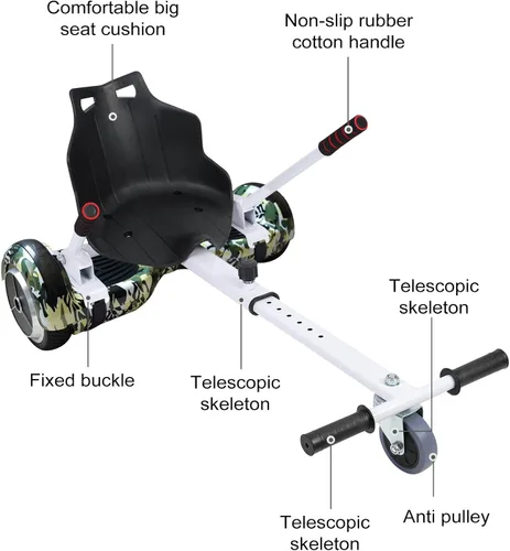 Miniatura 3 de Accesorio de asiento para aeropatinetas, accesorio de Go Kart para niños y adultos, accesorio para scooter de equilibrio automático, apto para Blanco