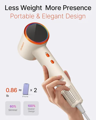 Miniatura 5 de Secador de pelo con difusor magnético y boquilla, 110000 RPM sin escobillas secador de pelo iónico para secado rápido y control de encrespamiento