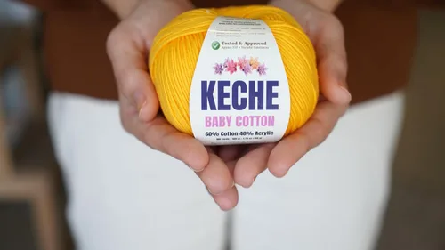 Miniatura 3 de Keche Hilo de algodón, 60% algodón, 40% hilo acrílico, hilo de algodón suave para crochet y tejer, hilo amigurumi, 1 madeja/bola, 1.76 onzas (50g)