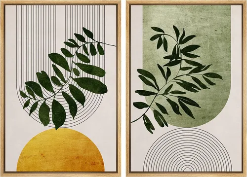 Miniatura 115 de IDEA4WALL - Set de lienzos enmarcados para pared, diseño tropical, selva, hoja de plátano, guepardo rosa, gato, naturaleza, desierto, arte digital