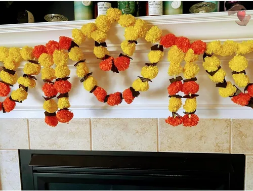 Miniatura 7 de LOVENSIRE - Guirnalda de jazmín artificial de caléndula (5 pies), decoración floral para colgar en festivales indios, Pooja, boda, hogar, decoración