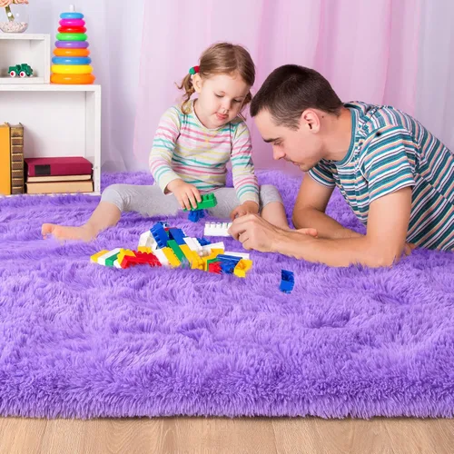 Miniatura 2 de Noahas Alfombras de Área Grandes y Esponjosas de 5x8 pies para Sala de Estar y Dormitorio, Alfombra Gruesa de Pelo Largo Beige y Blanca, Alfombra