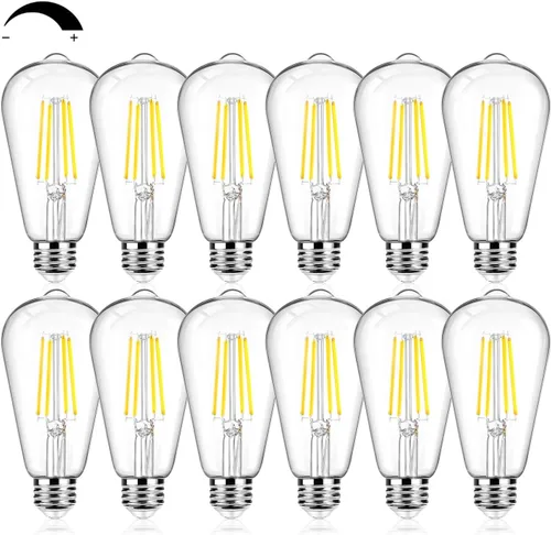 Miniatura 10 de 12 paquetes de bombillas LED Edison vintage grandes ST64, 7 W equivalentes a 60 W, 800 lúmenes, bombillas LED de filamento antiguo regulables, 2700