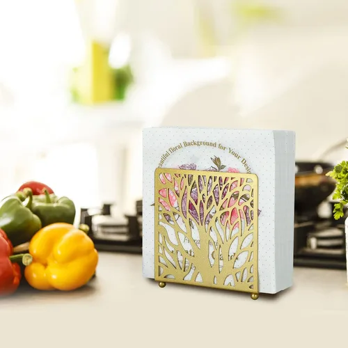 Miniatura 4 de Servilletero para mesa, soporte de servilletas de papel de metal dorado para facturas de correo de papel, adecuado para el hogar, restaurante