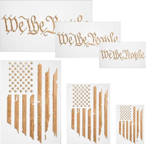Outus 6 plantillas patrióticas de bandera estadounidense, plantillas de estrellas We The People, plantillas reutilizables para el Día de la