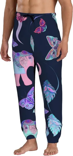 Miniatura 2 de Jutdopt Men Elephant Feathers Leaves Sweatpants Joggers Sweatpants Baggy Jogger Pants with Pocket for Men