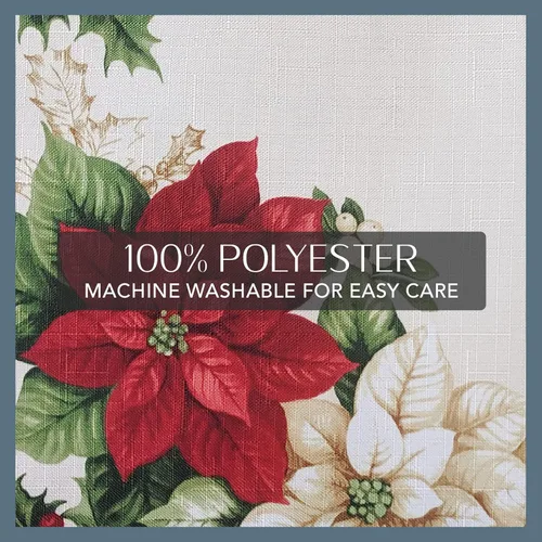 Miniatura 5 de Elrene Home Fashions - Cortina de ducha de tela de Navidad con flores de pascua rojas y blancas, 70 pulgadas x 72 pulgadas