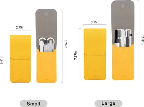 Miniatura 7 de LHiDS Estuche de cuero para lápices, bolsa para tres fuentes, bolígrafos y bolígrafos rollerball, estuche para lápices pequeño, organizador