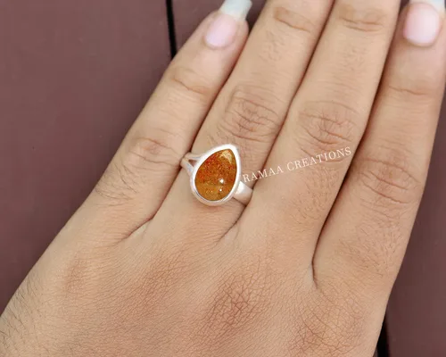 Miniatura 3 de Anillo de piedras preciosas naturales Anillo de plata ajustable hecho a mano Anillo de piedras preciosas en forma de pera Plata de ley 925