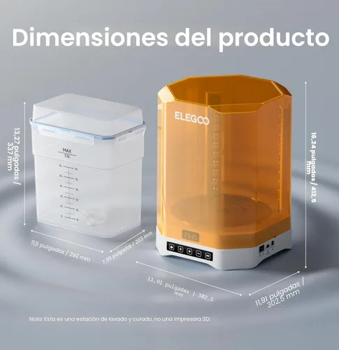 Miniatura 9 de ELEGOO Mercury Plus V3.0 - Estación de lavado y curado, gran capacidad de 7.5 L, compatible con impresoras 3D Mars Saturn Photon Halot MSLA LCD DLP