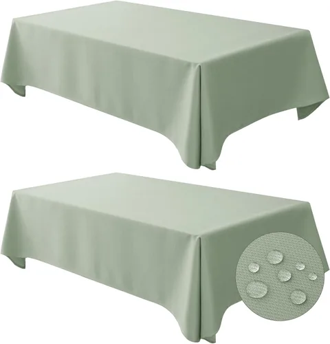 Fitable - Paquete de 2 manteles rectangulares texturizados - 60 x 102 pulgadas, Verde Salvia - Mantel de tela resistente a las arrugas y al agua, de