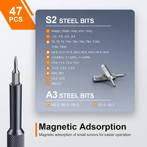 Miniatura 2 de JOREST Juego de destornilladores de precisión 50 en 1 con Torx de seguridad, mini kit de reparación magnético para Macbook, laptop, PS4, PS5