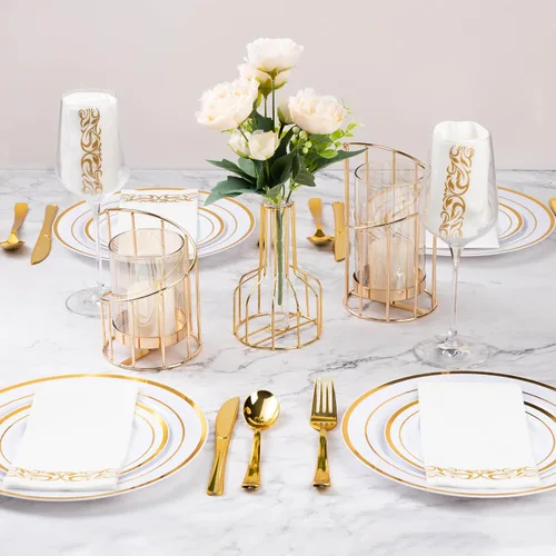 Miniatura 5 de Goodluck Paquete de 100 unidades de toallas de invitados con tacto de lino desechables – Toallas de mano de papel suaves y absorbentes para baño