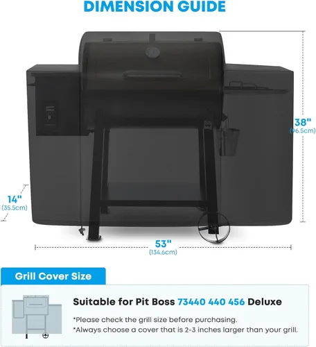 Miniatura 2 de Stanbroil Cubierta de parrilla de pellets para parrillas Pit Boss Deluxe 73440 440 456 Deluxe Ranch Hand 72440 72444, color negro