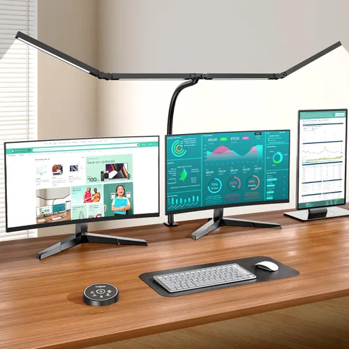 Miniatura 10 de Pzloz Lámpara de escritorio LED para oficina en casa - Lámpara de arquitecto para cuidar los ojos con abrazadera, luz inteligente de trabajo