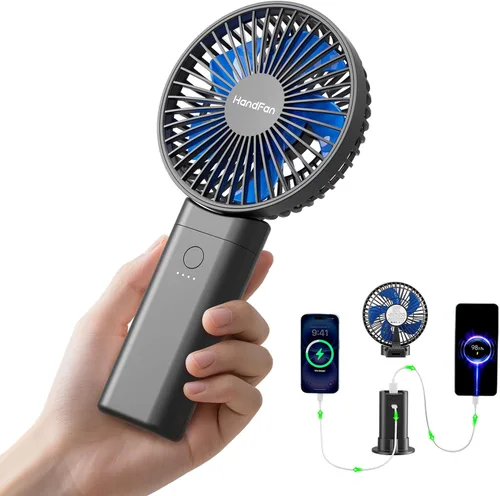 HandFan Actualizado Ventilador de Mano Silencioso de 10,000 mAh - 4.5 Pulgadas Ventiladores de Mano Grandes Recargables, Ventilador Portátil [30