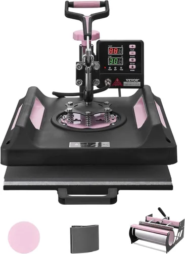 Miniatura 8 de VEVOR Máquina de Prensa de Calor 8 en 1 para Camisetas, Sombreros, Tazas, Platos - Máquina de Prensa de Camisas Abatible de 12x15 con Prensa