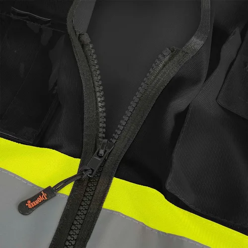 Miniatura 10 de Pioneer Chaleco de seguridad para hombre – Hi Vis reflectante neón sólido, 8 bolsillos, cremallera, ajustable para construcción, tráfico, trabajo
