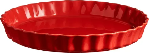 Emile Henry Plato para tarta de cerámica fabricado en Francia, 11.6 x 1.6 pulgadas, rojo burdeos