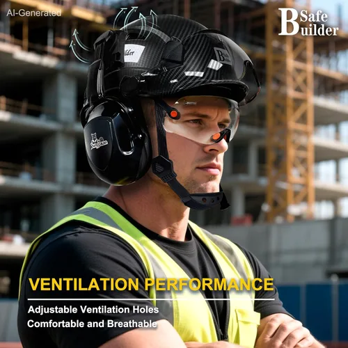Miniatura 3 de SAFEBUILDER Casco de Seguridad Industrial con Visera Orejeras Casco Duro con Visera Cascos Duros Ventilados Trabajo de Construcción Protección