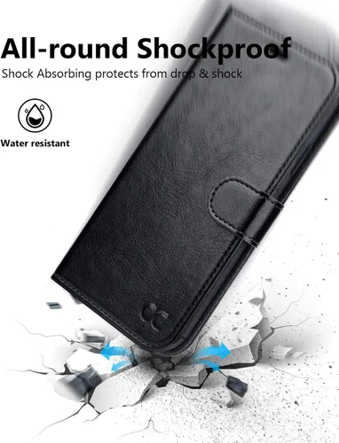 Miniatura 6 de OCASE Funda tipo cartera compatible con iPhone 11 con tarjetero y soporte para tarjetas, funda de piel sintética con función atril y cierre Negro