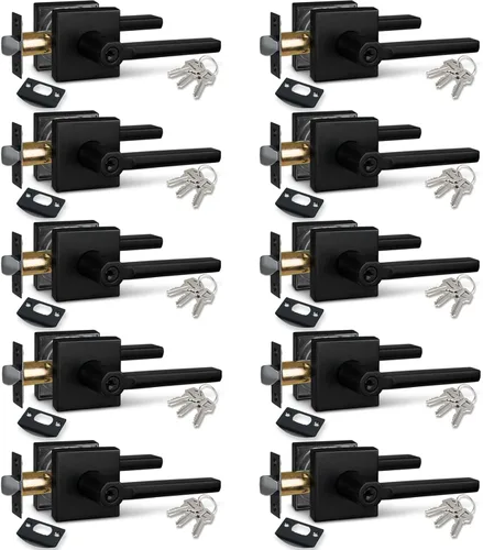 Miniatura 76 de NEWBANG Palanca de puerta de cama/baño para privacidad Baño e interior Manija de cerradura de puerta en negro mate envejecido, HD1601-DB-BK-1P