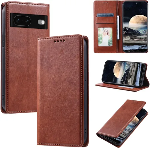 Miniatura 75 de Funda de cuero compatible con Google Pixel 7, compatible con Google Pixel 7 5G GVU6C GQML3 Flip Folio PU Funda de cuero negro