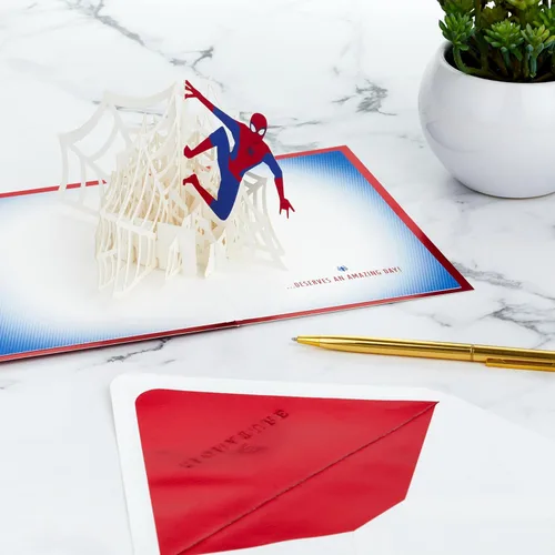 Miniatura 2 de Hallmark Tarjeta de cumpleaños desplegable de Spider-Man (Alguien Increíble Como Tú) Tarjeta 3D Signature Paper Wonder Azul