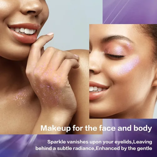 Miniatura 6 de LANGMANNI Gel holográfico con purpurina para el cuerpo, la cara, el cabello y los labios. Gel con purpurina que cambia de color bajo la luz. Vegano
