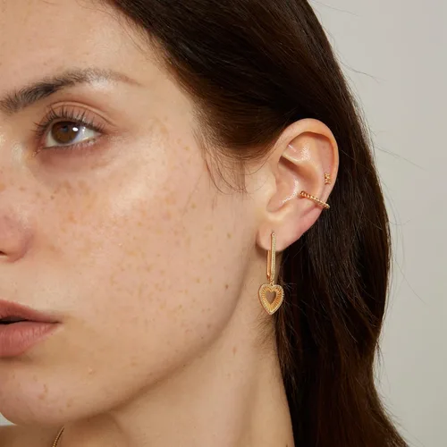 Miniatura 3 de MEVECCO - Aretes de argolla para mujer, chapados en oro de 14 quilates, delicados, con forma geométrica de cono triangular
