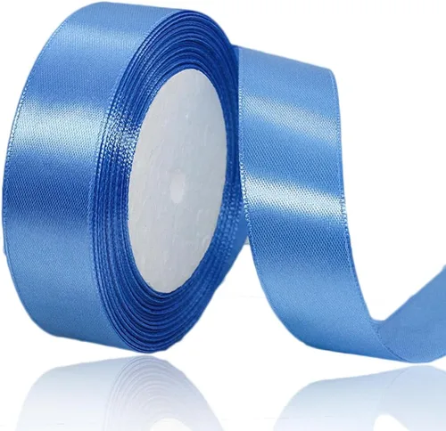 Miniatura 168 de Cinta azul de 1-1/2 pulgadas x 25 yardas, cinta de seda de satén azul real para envolver regalos, fabricación de lazos para el cabello, ramos