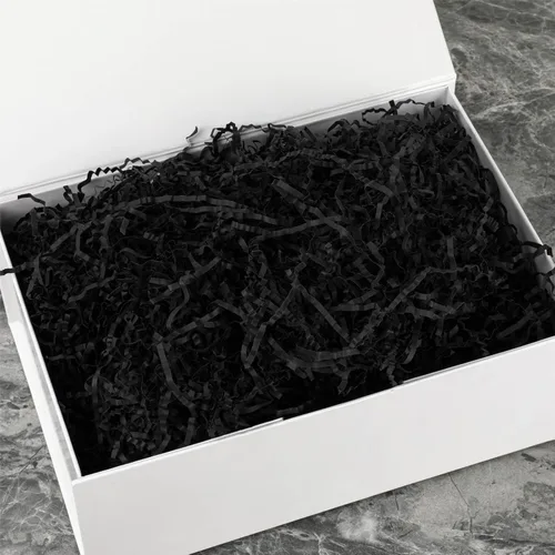 Miniatura 7 de PLINJOY 2 libras de papel triturado de corte arrugado para relleno de cesta de regalo, papel de confeti triturado, relleno de papel para caja, Negro
