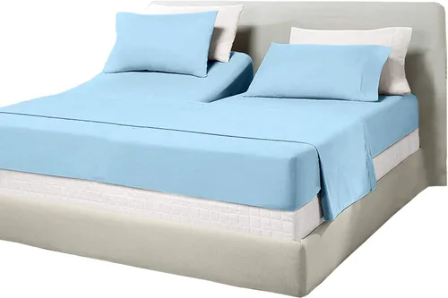 Miniatura 25 de Juego de sábanas de algodón de 600 hilos tamaño Queen dividido para base de cama ajustable, juego de sábanas de 4 piezas con bolsillo profundo