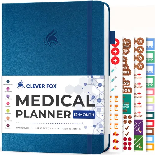 Miniatura 13 de Clever Fox Agenda médica grande de 12 meses – Cuaderno médico, diario de salud, diario de bienestar para rastrear la salud – 12 meses, 7 x 10.5