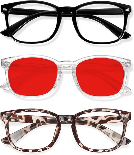 Miniatura 9 de Kids Blue Light Glasses 3 Pack Flexible TR90 Shatterproof Frame, Clear & Red Lenses Kids Fake Glasses 2-18 age