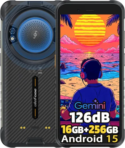 Miniatura 10 de Ulefone RugKing (16 GB+128 GB) Android 15 4G Smartphone, 9600 mAh, altavoz de 126 dB, cámara de 50MP+2MP+8MP teléfono resistente de 5.99 pulgadas