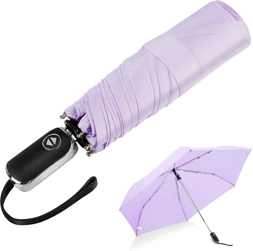 Miniatura 97 de LEAGERA Paraguas de viaje compacto para bolso, mango plano, impermeable para lluvia ligera