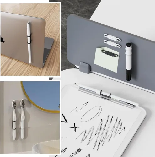 Miniatura 3 de WALLFID Paquete de 10 clips magnéticos de silicona para bolígrafos, ideal para bolígrafos de tinta de gel o marcadores de borrado en seco