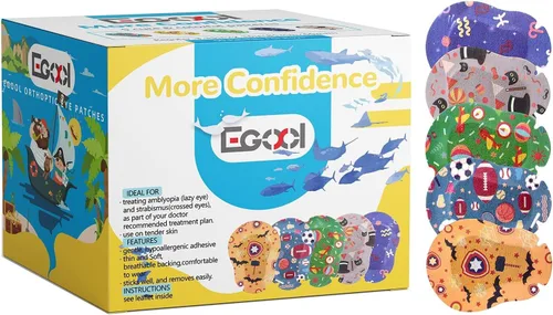 Miniatura 7 de Parches adhesivos para los ojos para niños, diseño genial para niños, 45 + 5 bonos por caja, tamaño regular, material transpirable, patrón colorido